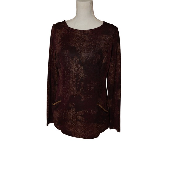 Simonton Says NWT medium purple gold‎ beaded snake print Blouse Top - Picture 1 of 8